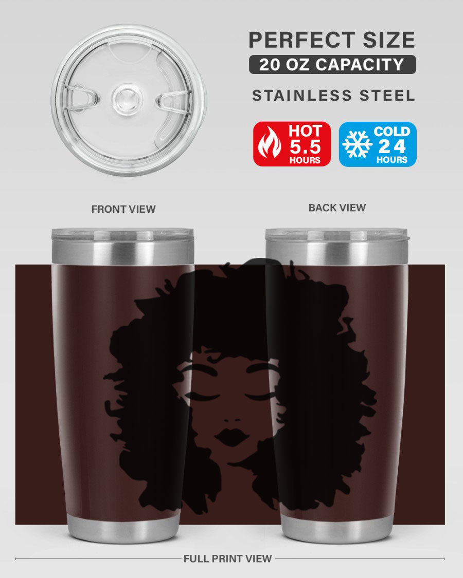 Black women - queen 72# tumbler, 20oz double wall vacuum stainless steel with copper lining, featuring a stylish design.