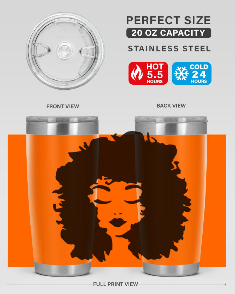 Black women - queen 72# tumbler, 20oz double wall vacuum stainless steel with copper lining, featuring a stylish design.