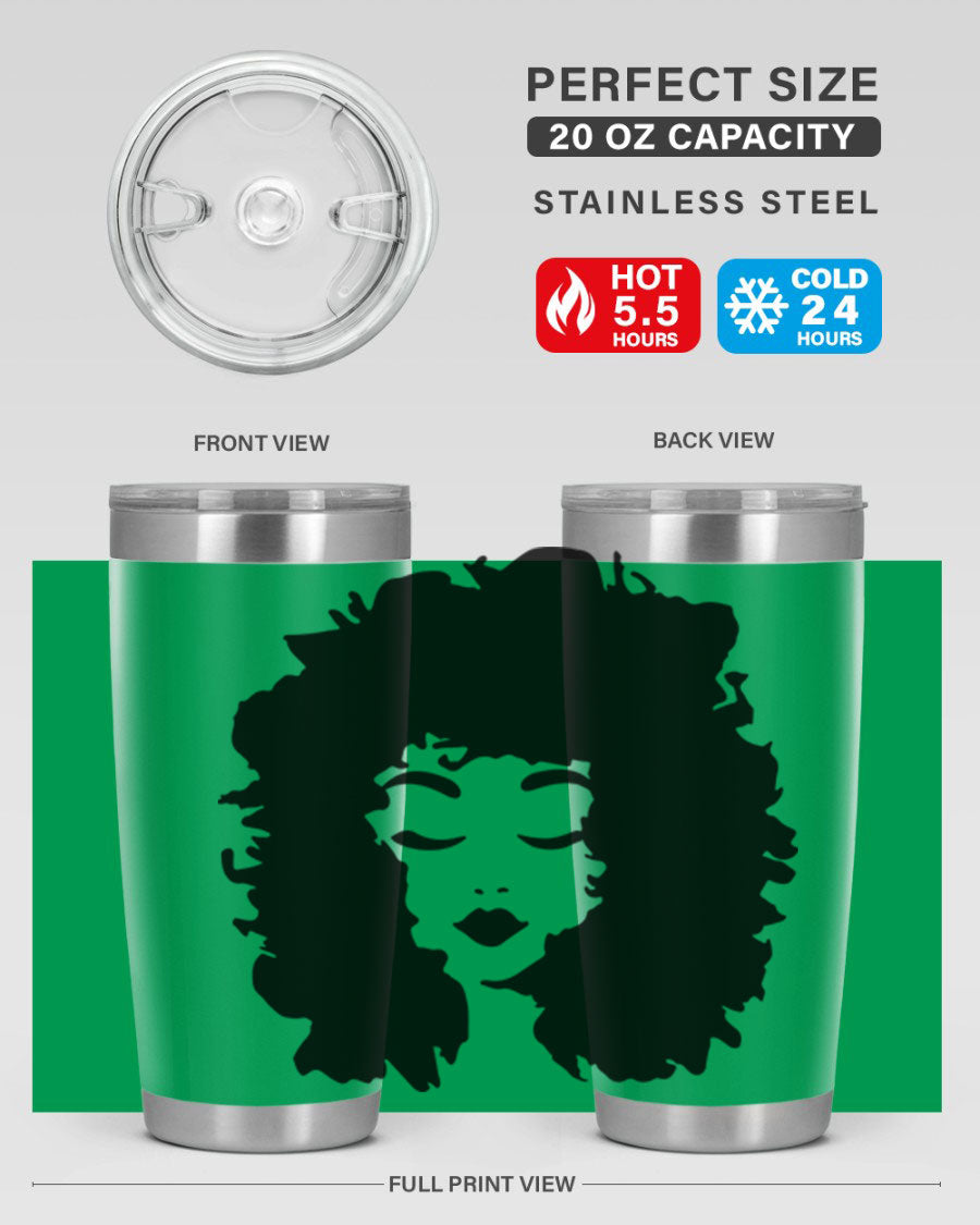 Black women - queen 72# tumbler, 20oz double wall vacuum stainless steel with copper lining, featuring a stylish design.