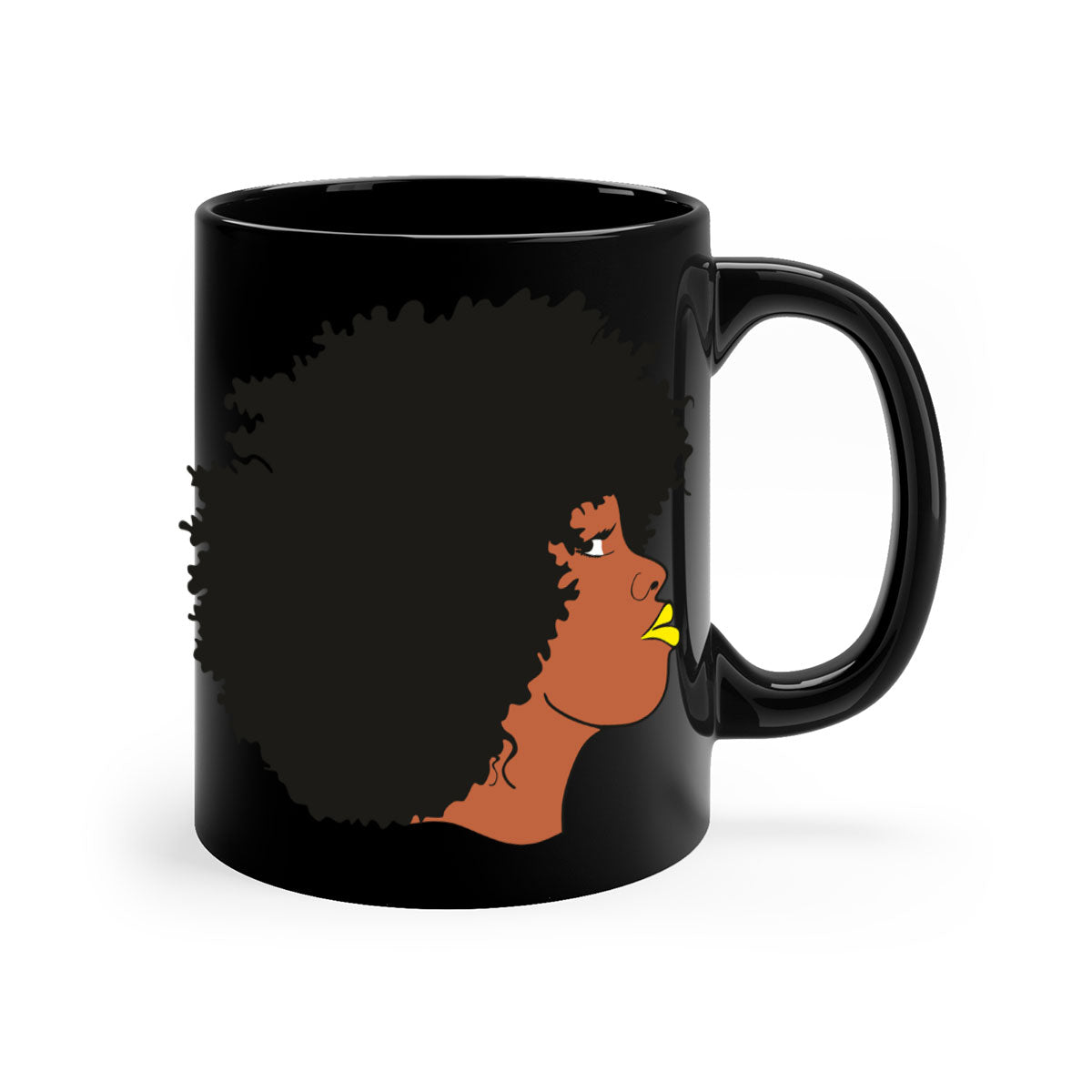Black Women - Queen Mug with colorful handle and glossy finish, available in multiple colors and sizes.