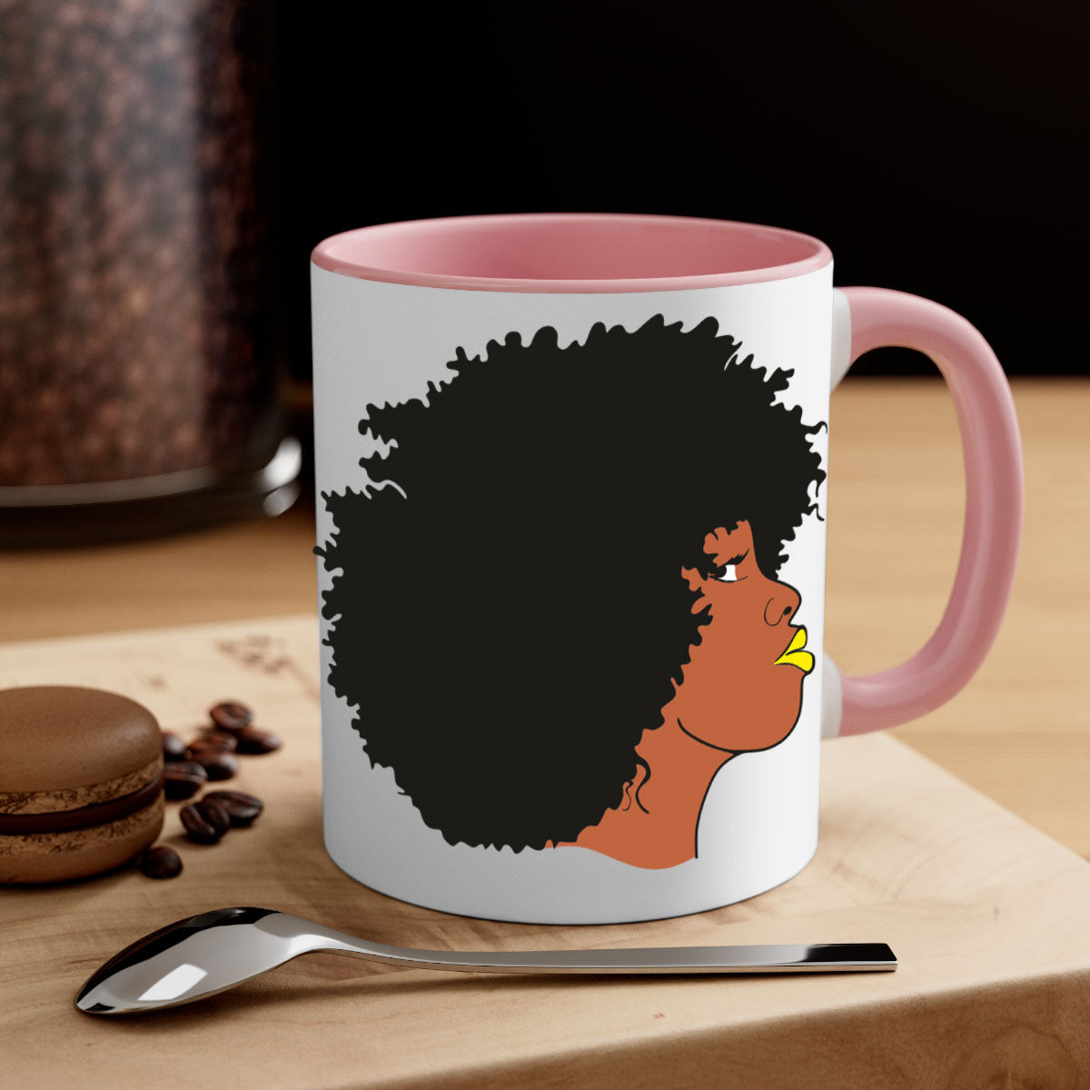 Black Women - Queen Mug with colorful handle and glossy finish, available in multiple colors and sizes.