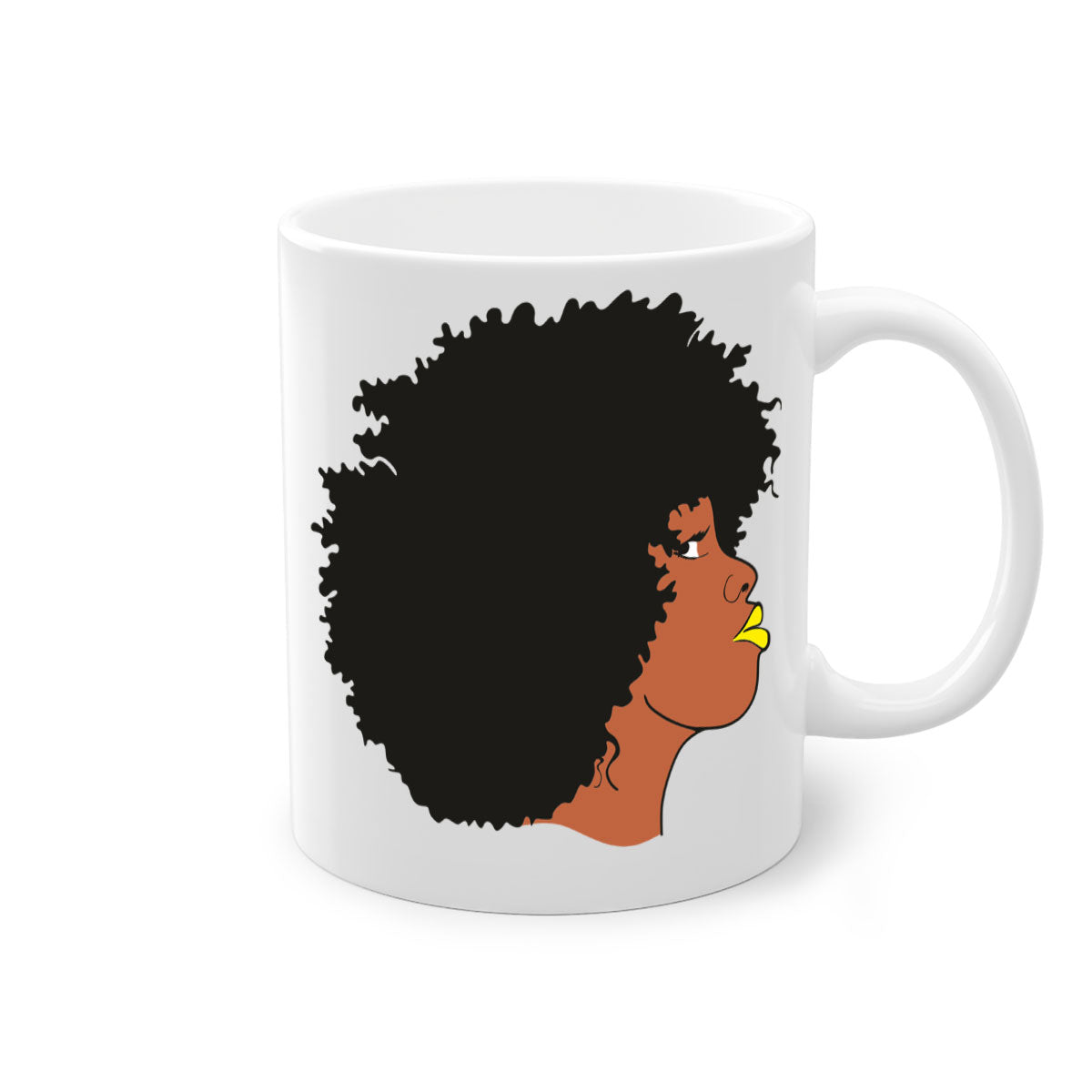 Black Women - Queen Mug with colorful handle and glossy finish, available in multiple colors and sizes.