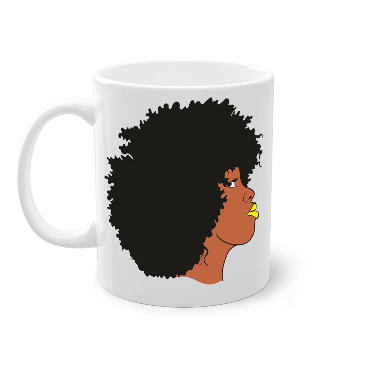 Black Women - Queen Mug with colorful handle and glossy finish, available in multiple colors and sizes.