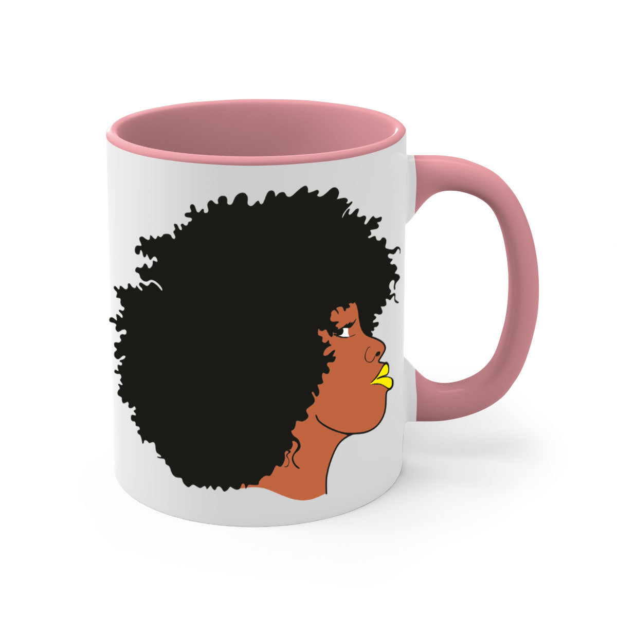 Black Women - Queen Mug with colorful handle and glossy finish, available in multiple colors and sizes.