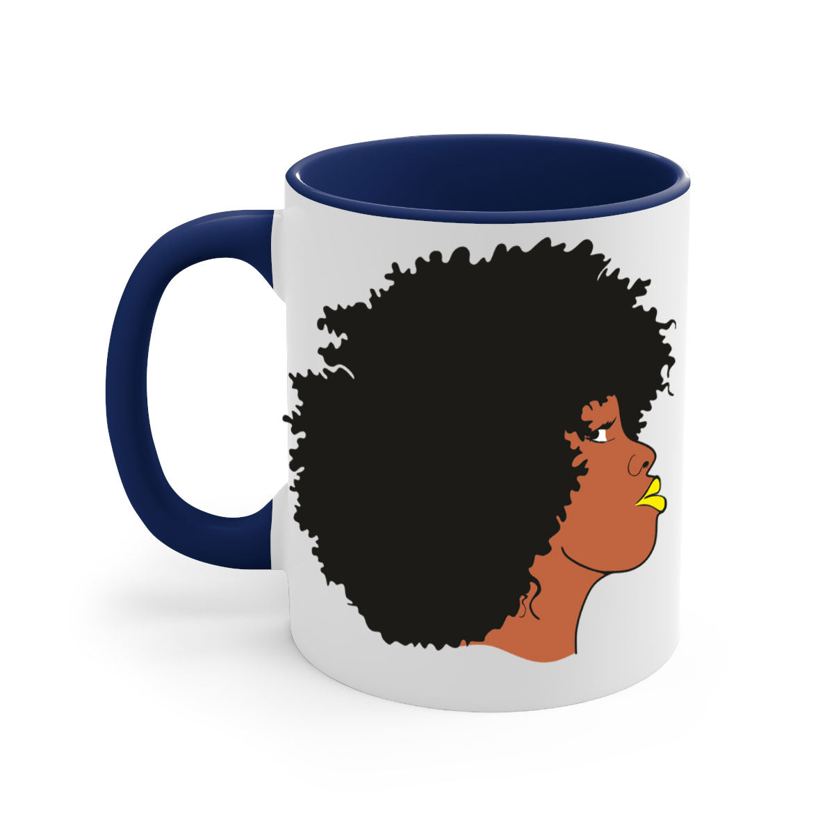 Black Women - Queen Mug with colorful handle and glossy finish, available in multiple colors and sizes.