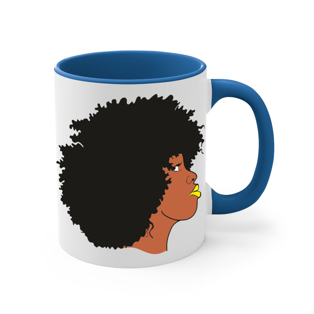 Black Women - Queen Mug with colorful handle and glossy finish, available in multiple colors and sizes.