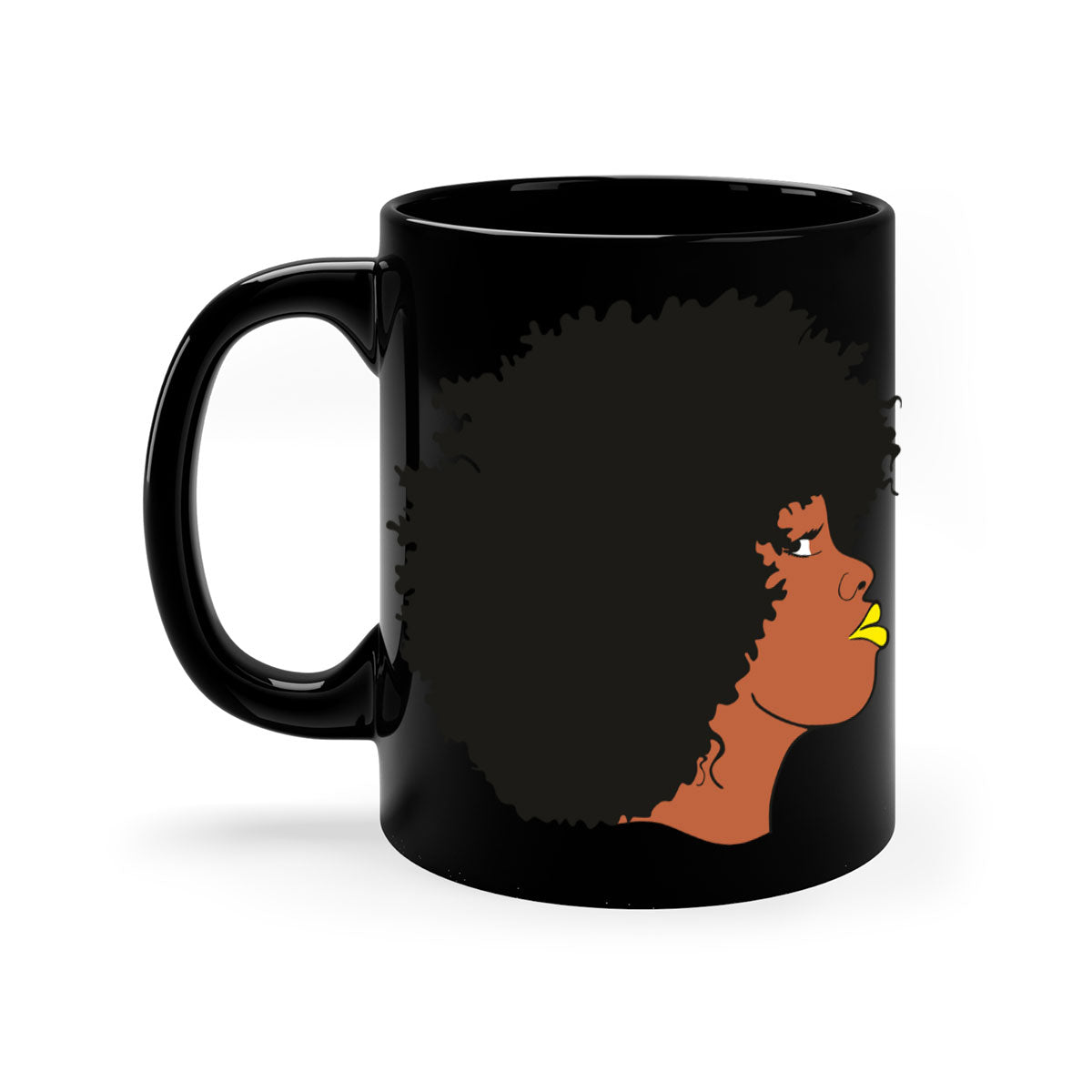 Black Women - Queen Mug with colorful handle and glossy finish, available in multiple colors and sizes.