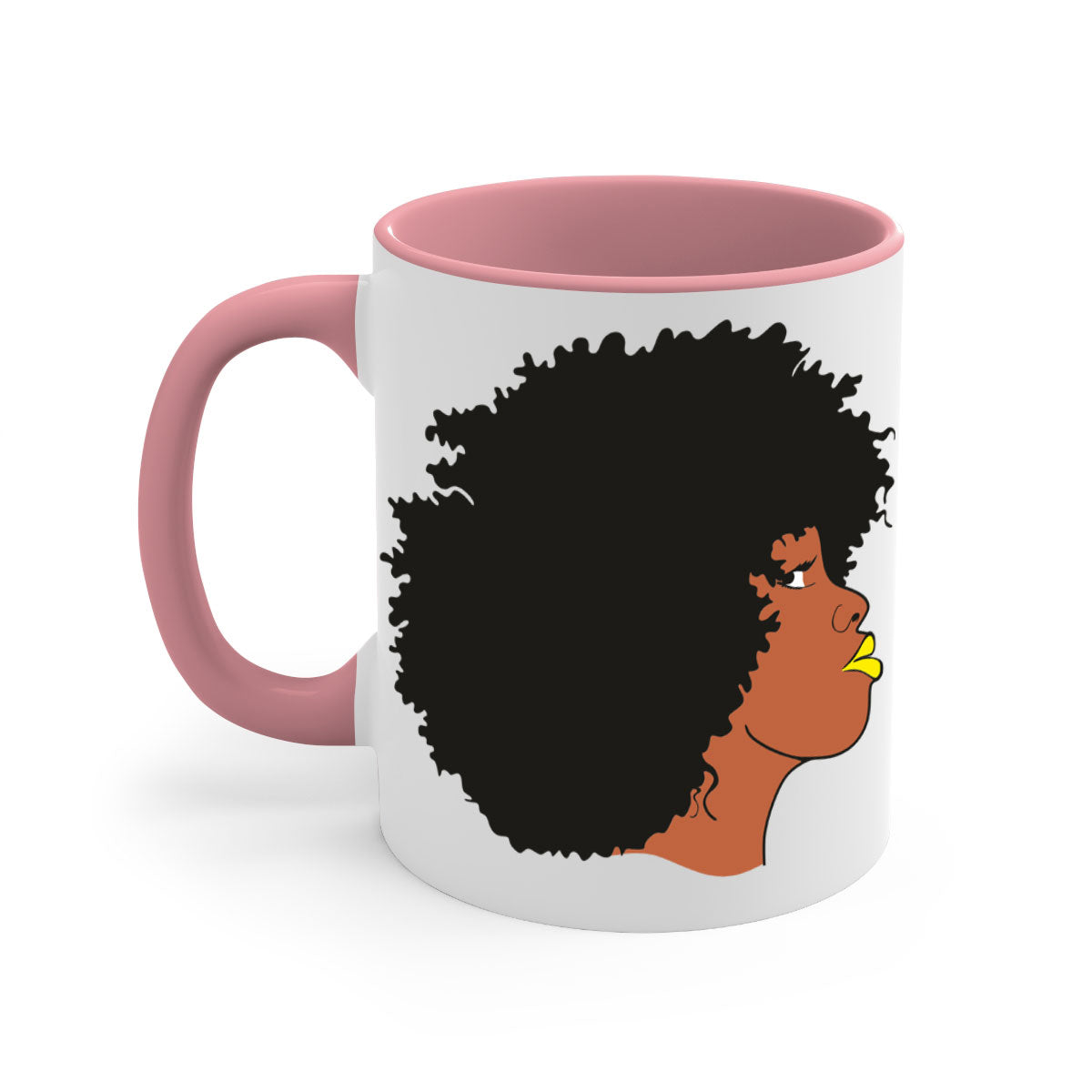 Black Women - Queen Mug with colorful handle and glossy finish, available in multiple colors and sizes.