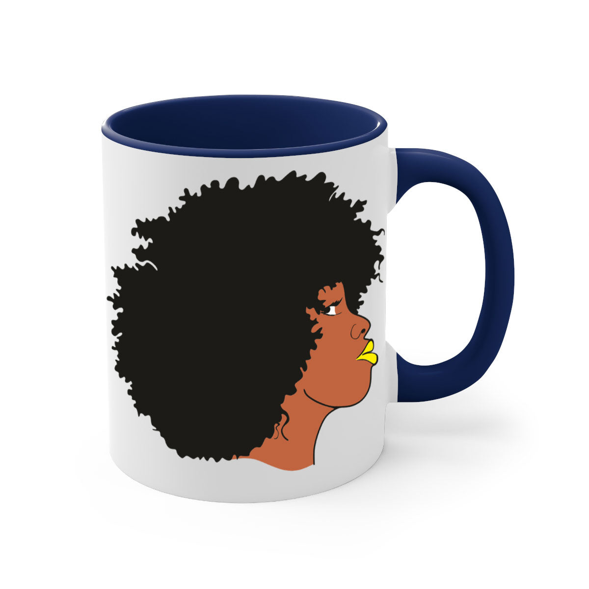 Black Women - Queen Mug with colorful handle and glossy finish, available in multiple colors and sizes.