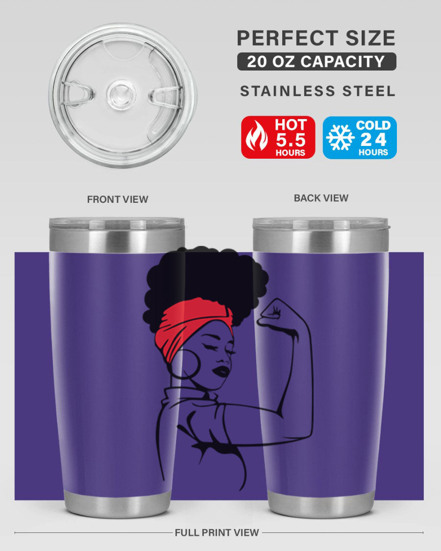 Black Women - Queen 78# tumbler in 20oz and 30oz sizes, showcasing a stylish design with double wall vacuum insulation.