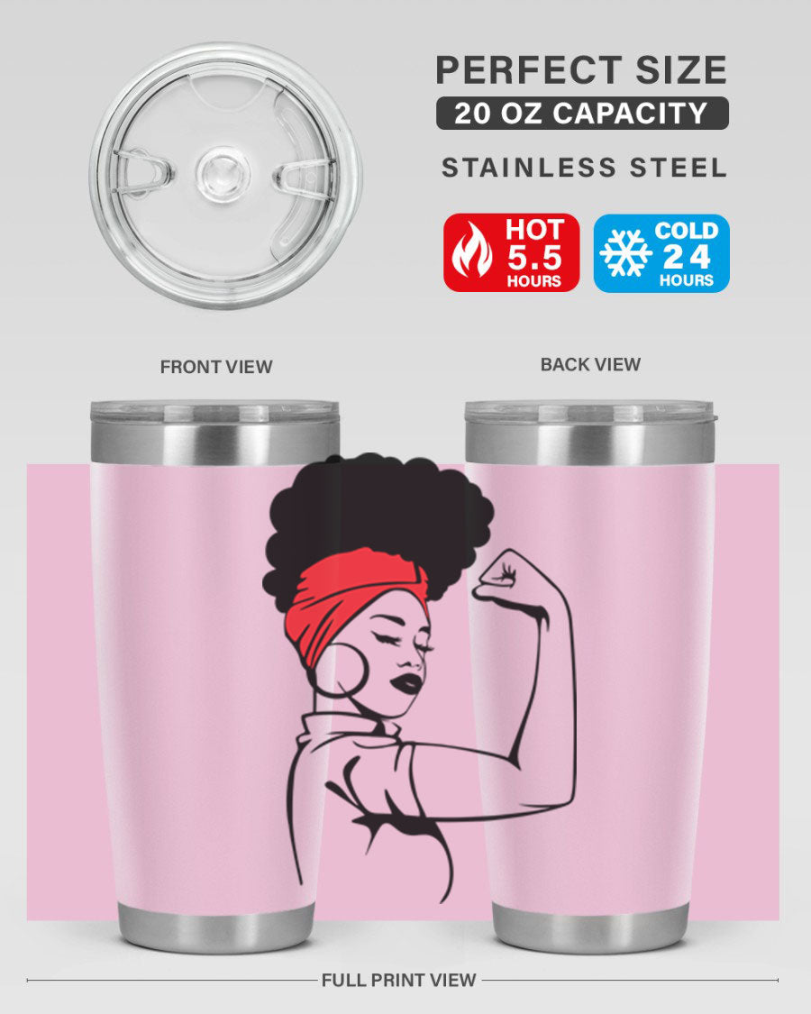 Black Women - Queen 78# tumbler in 20oz and 30oz sizes, showcasing a stylish design with double wall vacuum insulation.