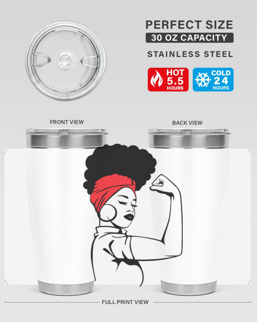 Black Women - Queen 78# tumbler in 20oz and 30oz sizes, showcasing a stylish design with double wall vacuum insulation.