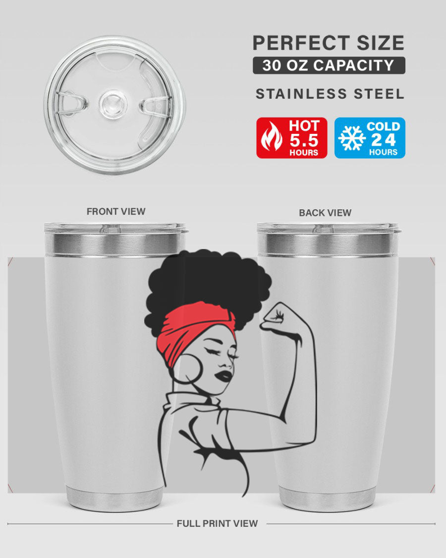 Black Women - Queen 78# tumbler in 20oz and 30oz sizes, showcasing a stylish design with double wall vacuum insulation.