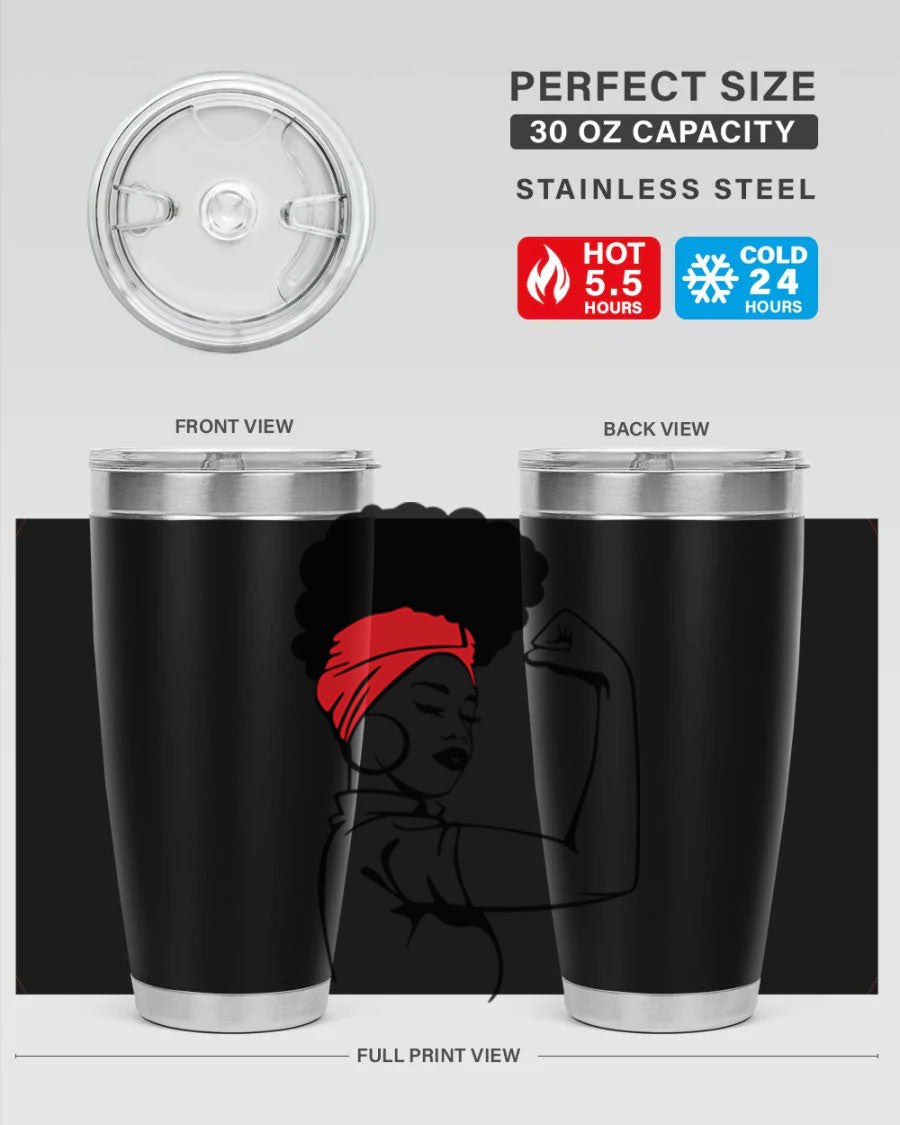 Black Women - Queen 78# tumbler in 20oz and 30oz sizes, showcasing a stylish design with double wall vacuum insulation.