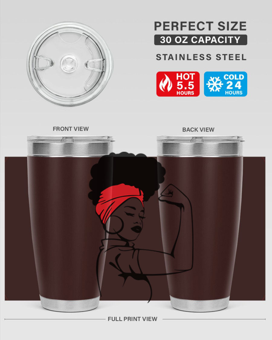 Black Women - Queen 78# tumbler in 20oz and 30oz sizes, showcasing a stylish design with double wall vacuum insulation.