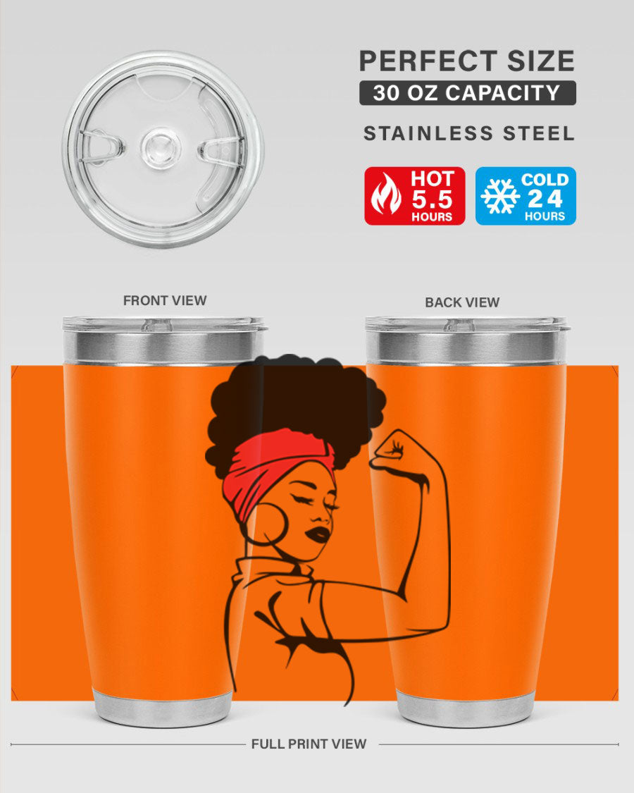 Black Women - Queen 78# tumbler in 20oz and 30oz sizes, showcasing a stylish design with double wall vacuum insulation.