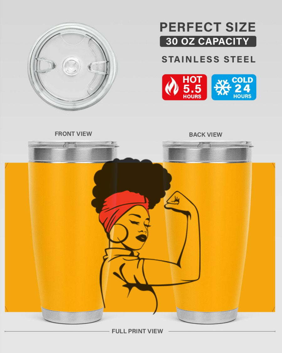 Black Women - Queen 78# tumbler in 20oz and 30oz sizes, showcasing a stylish design with double wall vacuum insulation.