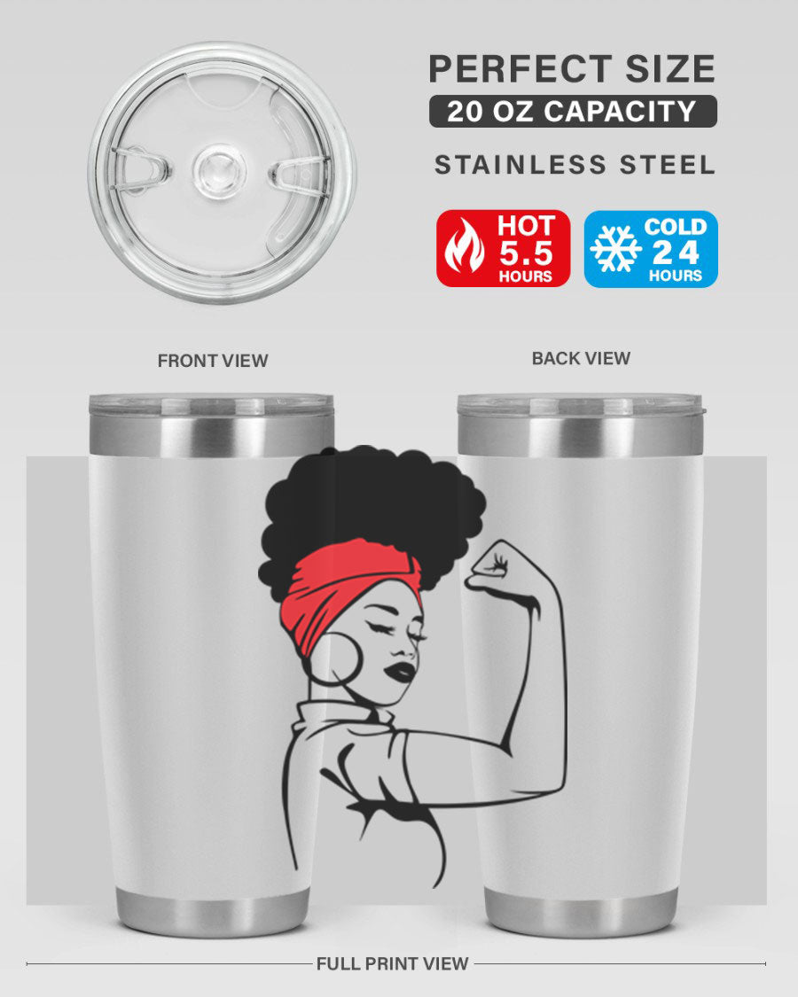 Black Women - Queen 78# tumbler in 20oz and 30oz sizes, showcasing a stylish design with double wall vacuum insulation.