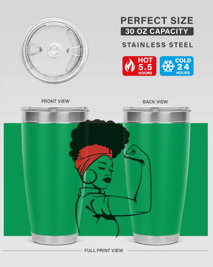 Black Women - Queen 78# tumbler in 20oz and 30oz sizes, showcasing a stylish design with double wall vacuum insulation.