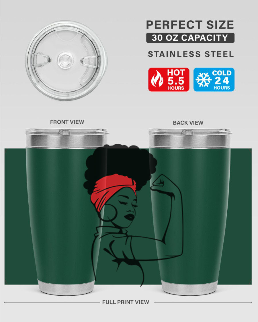 Black Women - Queen 78# tumbler in 20oz and 30oz sizes, showcasing a stylish design with double wall vacuum insulation.