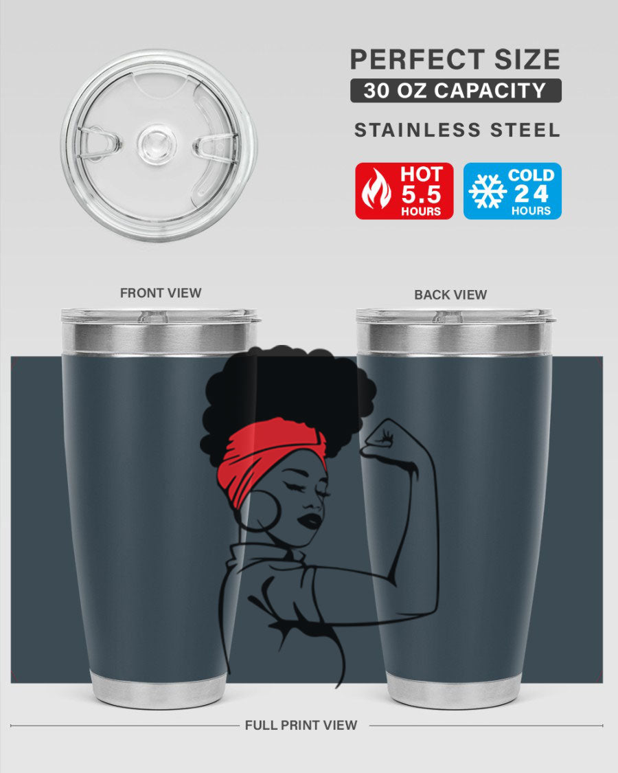 Black Women - Queen 78# tumbler in 20oz and 30oz sizes, showcasing a stylish design with double wall vacuum insulation.