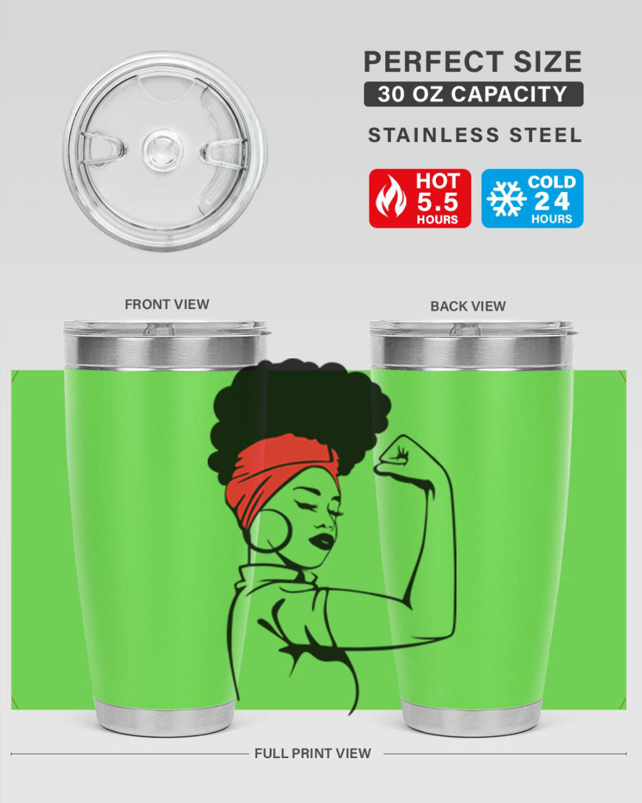 Black Women - Queen 78# tumbler in 20oz and 30oz sizes, showcasing a stylish design with double wall vacuum insulation.