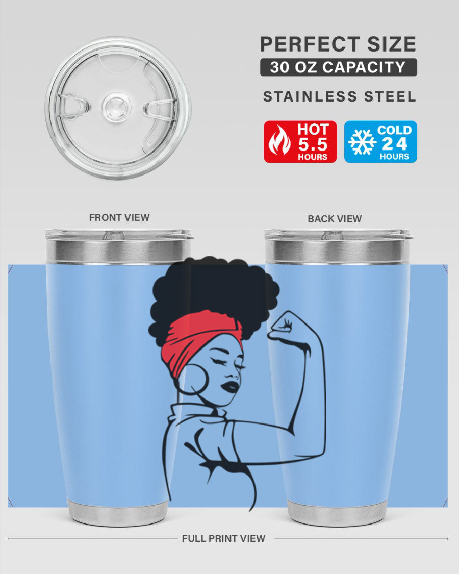 Black Women - Queen 78# tumbler in 20oz and 30oz sizes, showcasing a stylish design with double wall vacuum insulation.