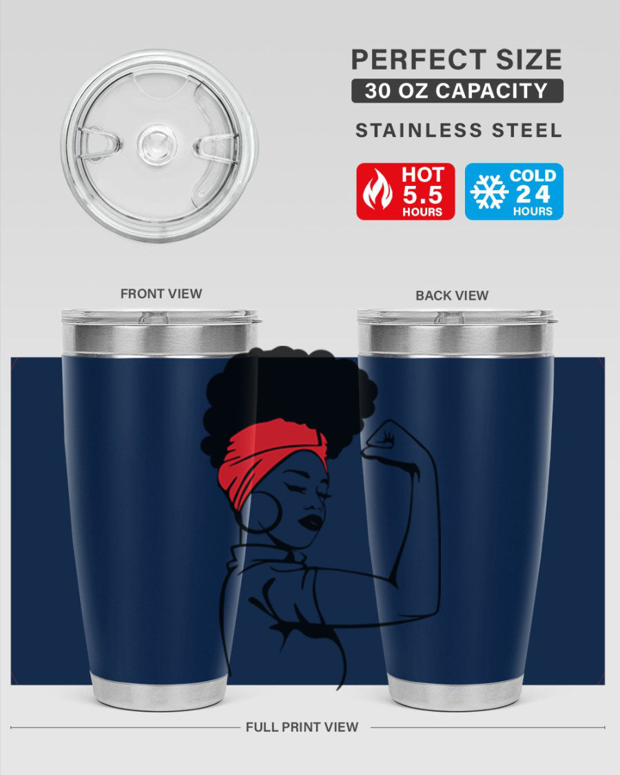 Black Women - Queen 78# tumbler in 20oz and 30oz sizes, showcasing a stylish design with double wall vacuum insulation.
