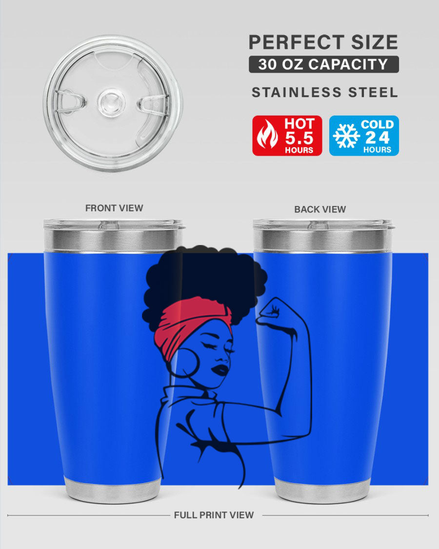 Black Women - Queen 78# tumbler in 20oz and 30oz sizes, showcasing a stylish design with double wall vacuum insulation.