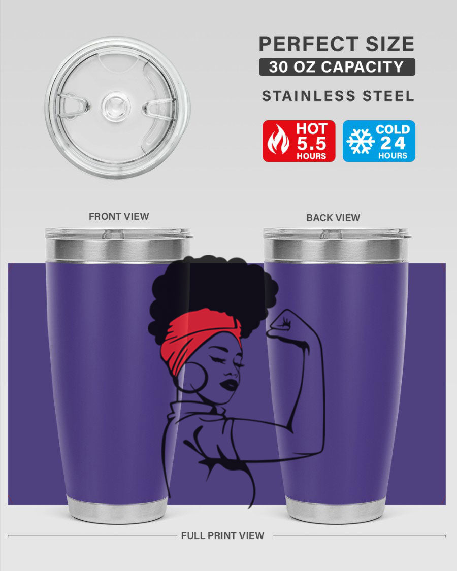 Black Women - Queen 78# tumbler in 20oz and 30oz sizes, showcasing a stylish design with double wall vacuum insulation.