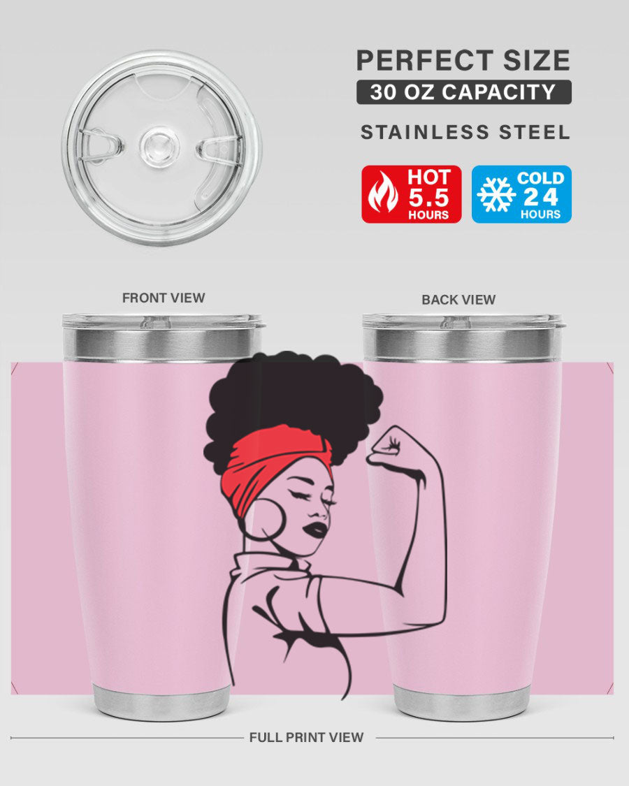 Black Women - Queen 78# tumbler in 20oz and 30oz sizes, showcasing a stylish design with double wall vacuum insulation.