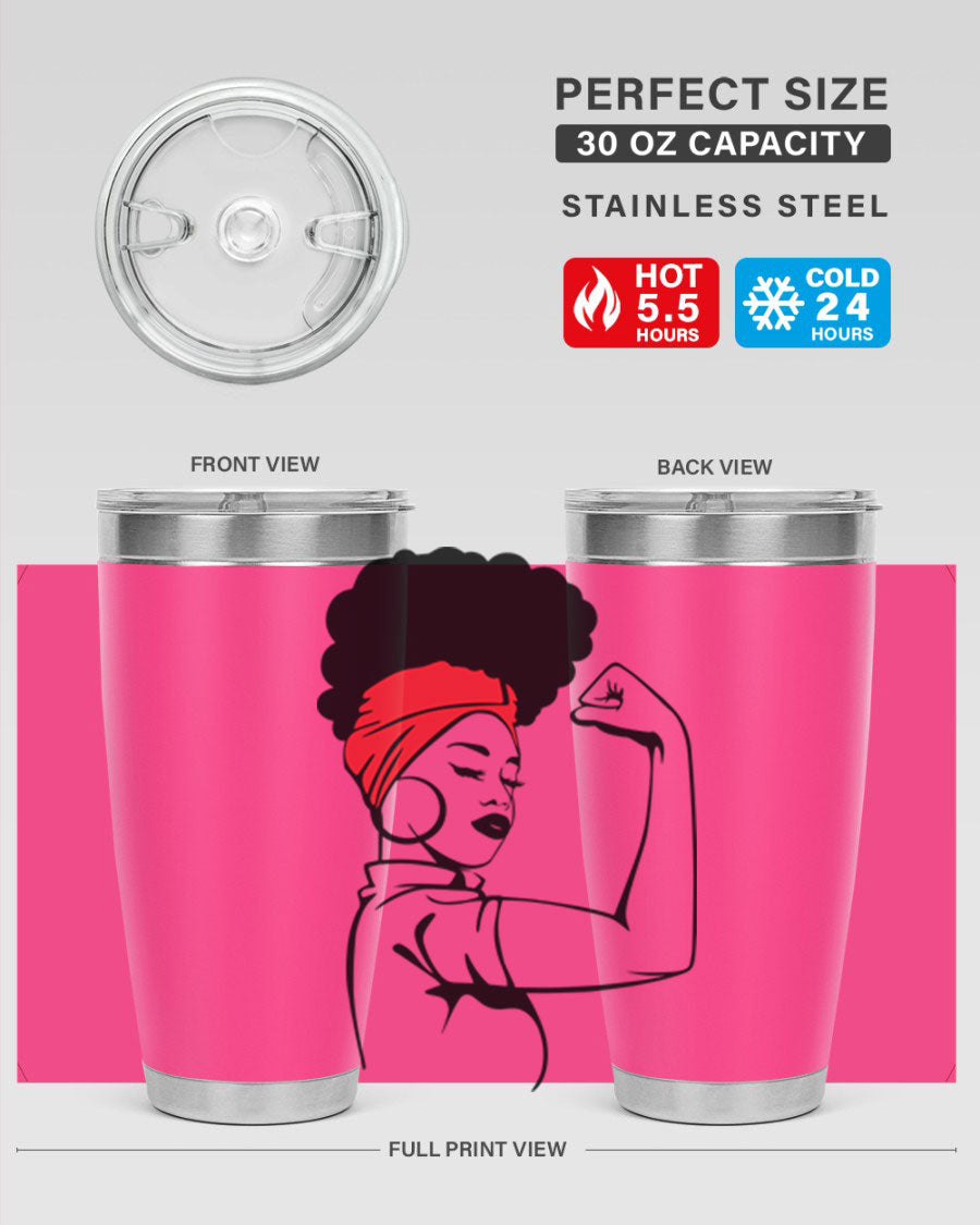 Black Women - Queen 78# tumbler in 20oz and 30oz sizes, showcasing a stylish design with double wall vacuum insulation.