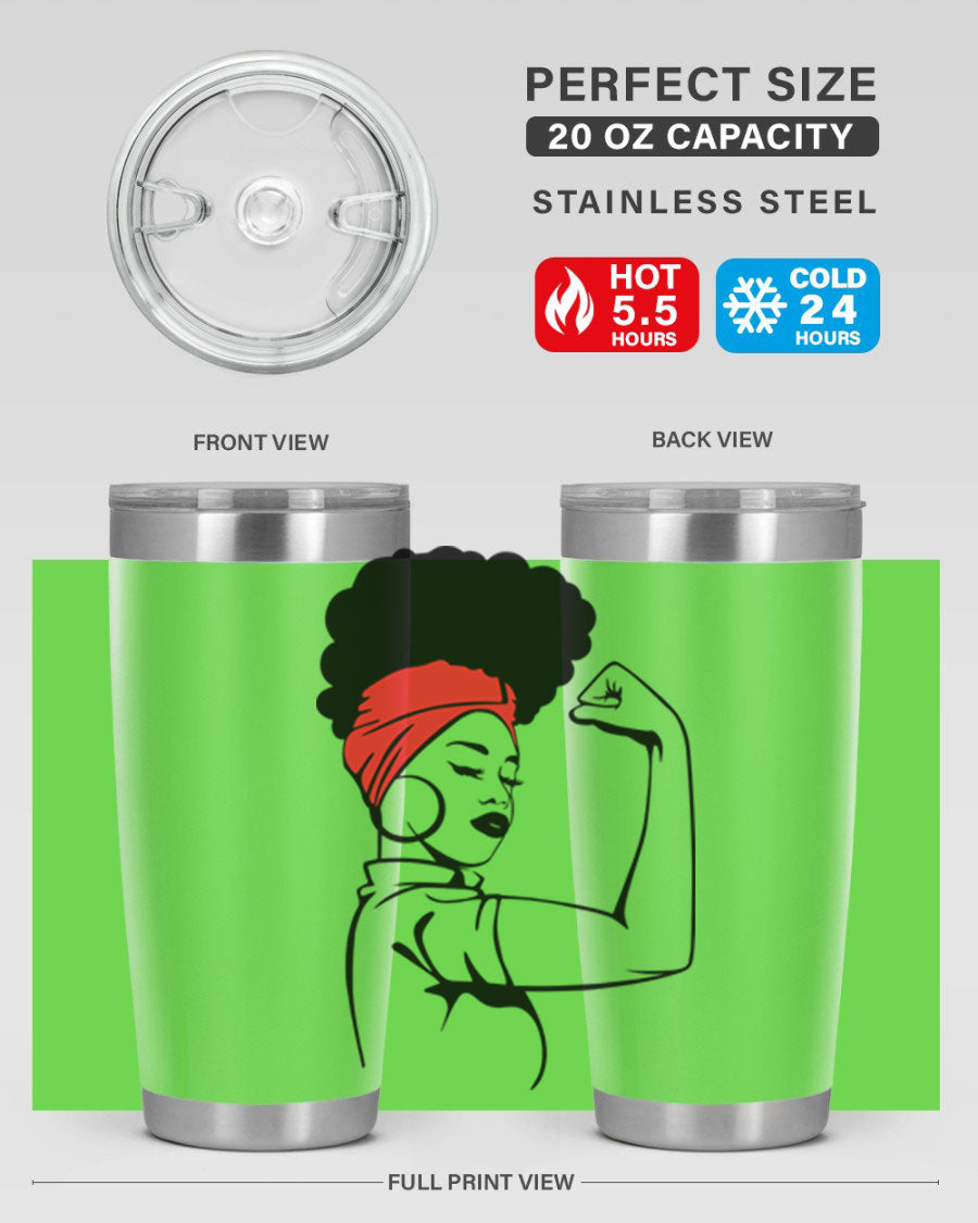 Black Women - Queen 78# tumbler in 20oz and 30oz sizes, showcasing a stylish design with double wall vacuum insulation.