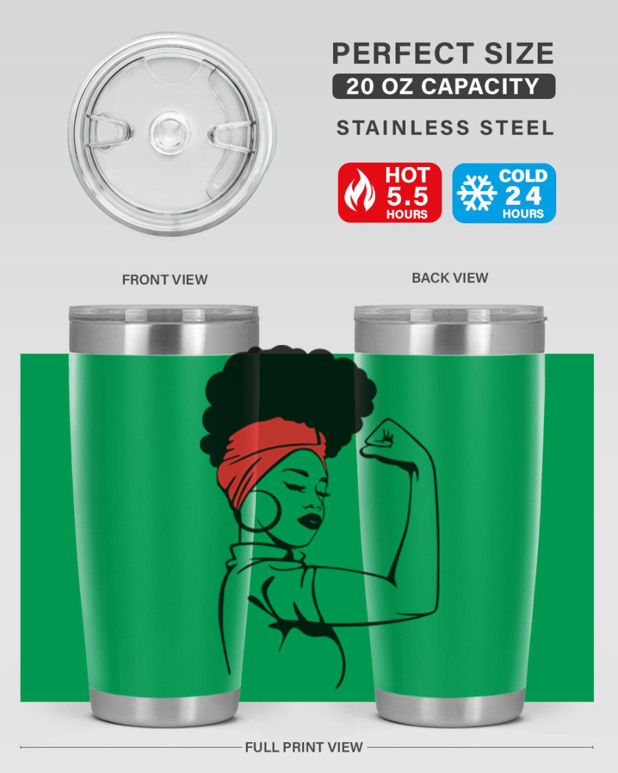 Black Women - Queen 78# tumbler in 20oz and 30oz sizes, showcasing a stylish design with double wall vacuum insulation.
