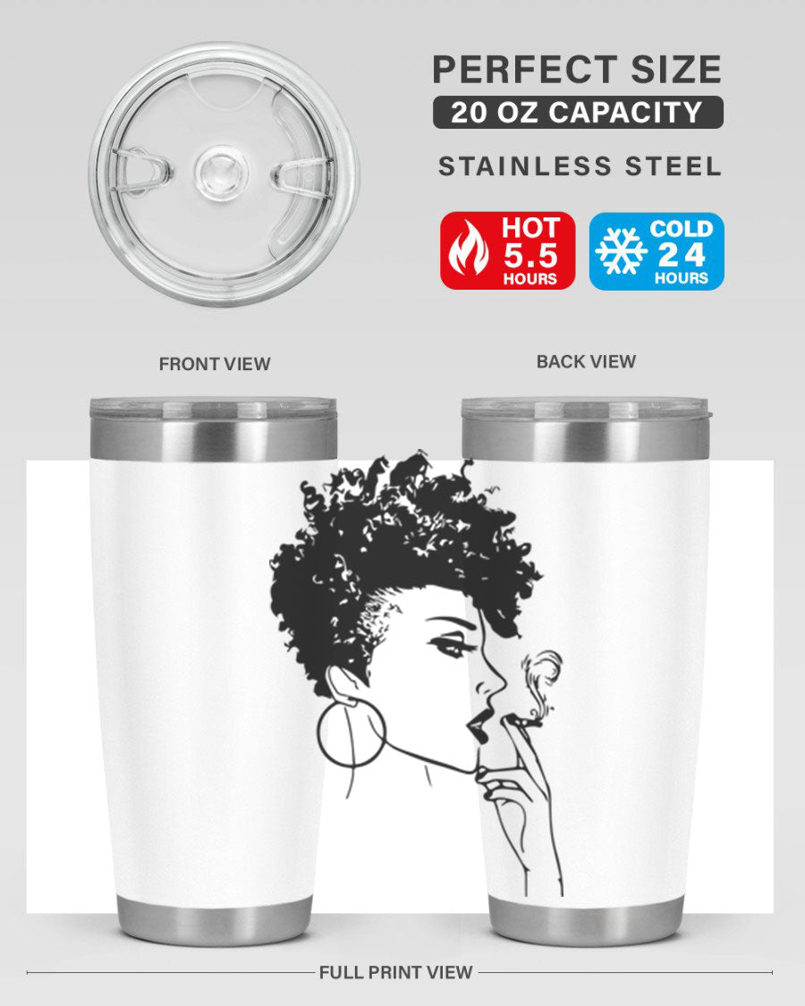 Black Women - Queen 8# Tumbler featuring a stylish design, double wall vacuum stainless steel construction, and vibrant print celebrating black women.