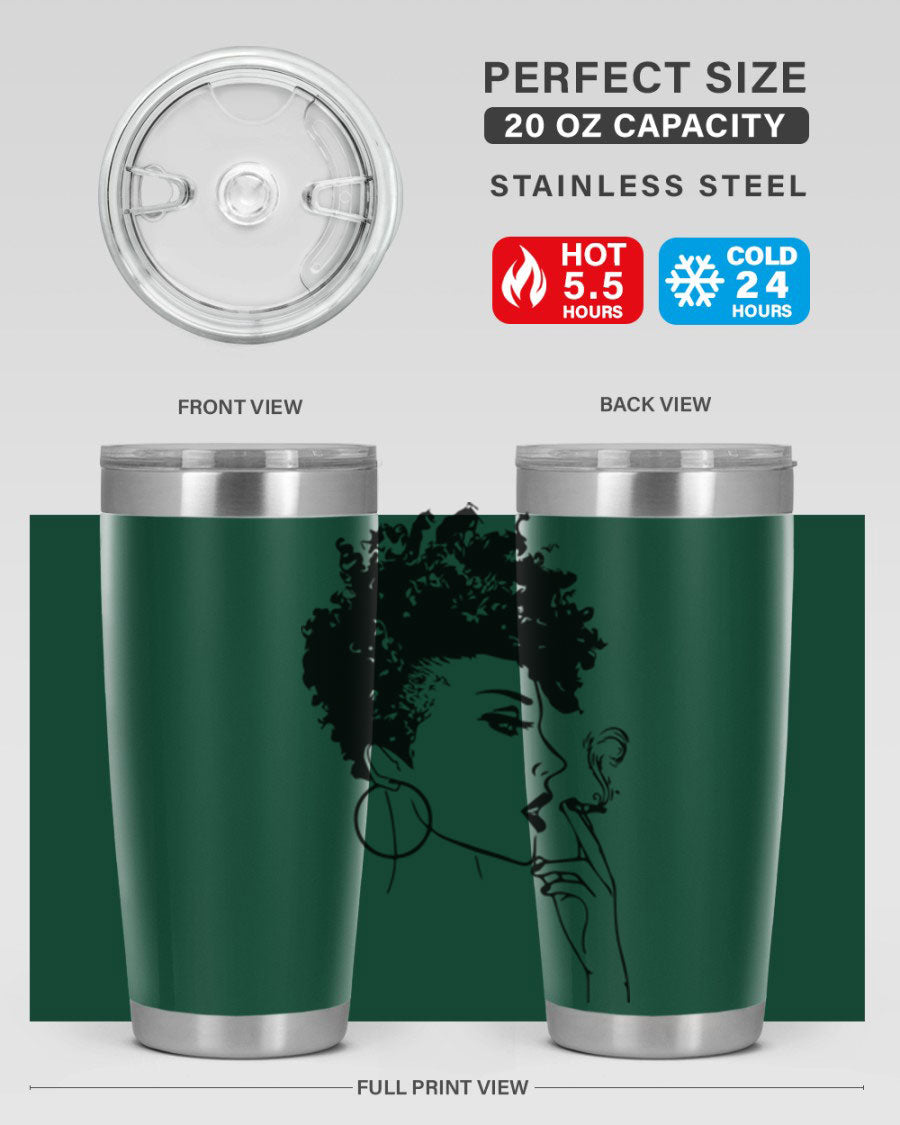 Black Women - Queen 8# Tumbler featuring a stylish design, double wall vacuum stainless steel construction, and vibrant print celebrating black women.