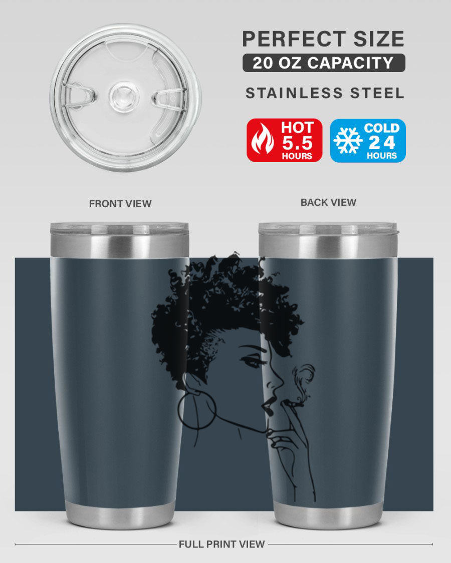 Black Women - Queen 8# Tumbler featuring a stylish design, double wall vacuum stainless steel construction, and vibrant print celebrating black women.