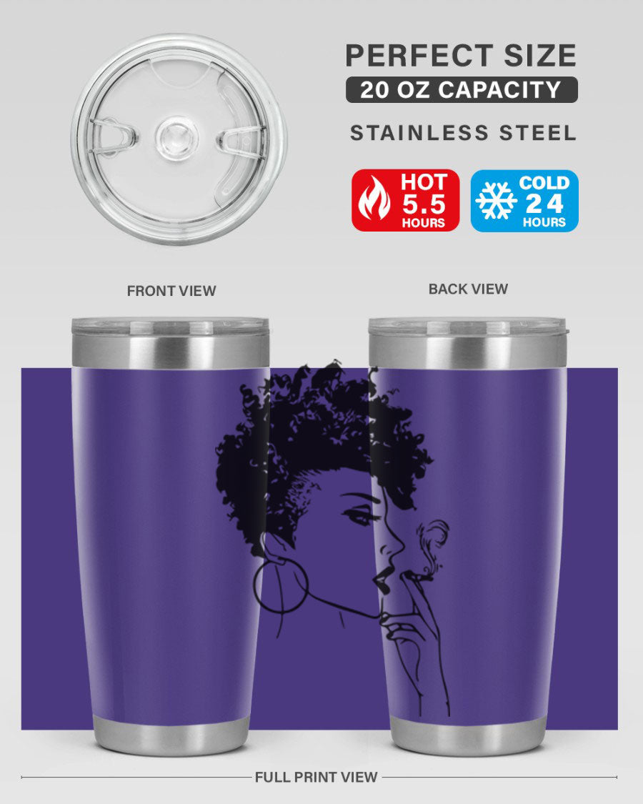 Black Women - Queen 8# Tumbler featuring a stylish design, double wall vacuum stainless steel construction, and vibrant print celebrating black women.