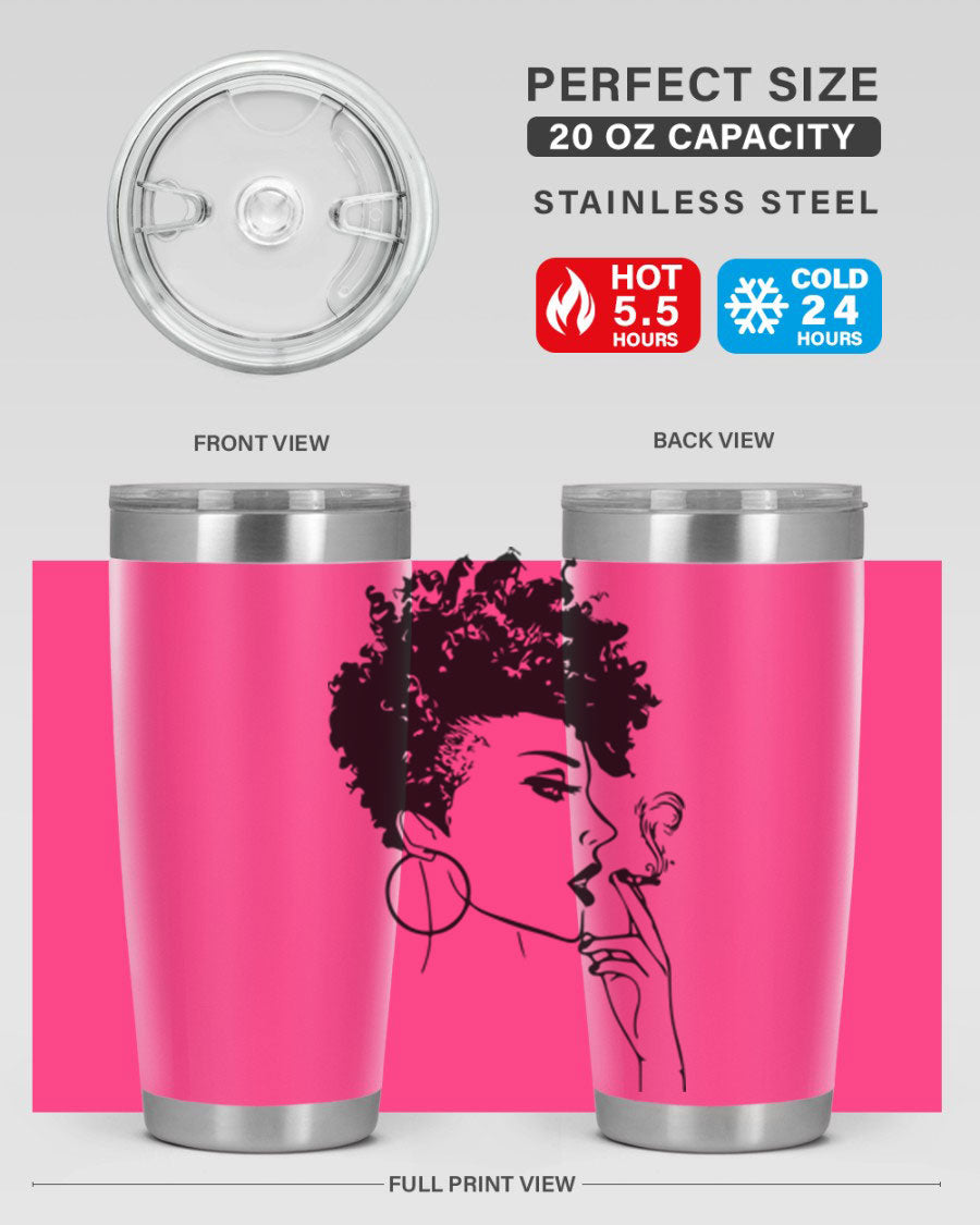 Black Women - Queen 8# Tumbler featuring a stylish design, double wall vacuum stainless steel construction, and vibrant print celebrating black women.