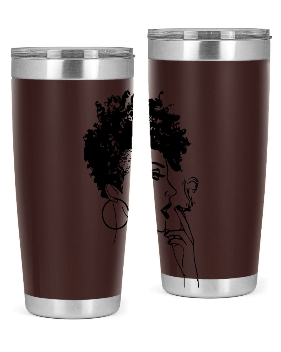 Black Women - Queen 8# Tumbler featuring a stylish design, double wall vacuum stainless steel construction, and vibrant print celebrating black women.