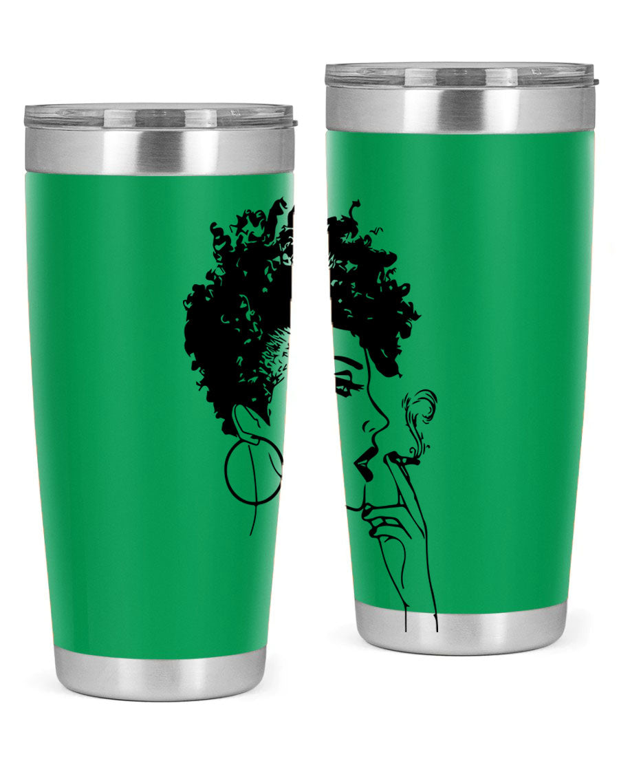 Black Women - Queen 8# Tumbler featuring a stylish design, double wall vacuum stainless steel construction, and vibrant print celebrating black women.