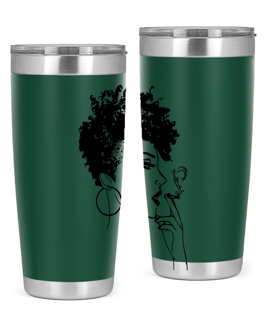 Black Women - Queen 8# Tumbler featuring a stylish design, double wall vacuum stainless steel construction, and vibrant print celebrating black women.