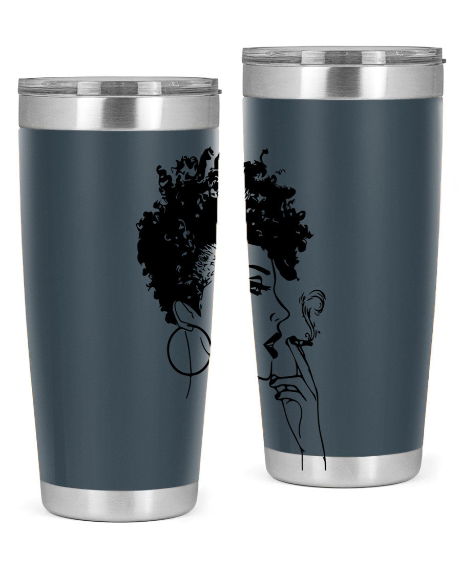 Black Women - Queen 8# Tumbler featuring a stylish design, double wall vacuum stainless steel construction, and vibrant print celebrating black women.