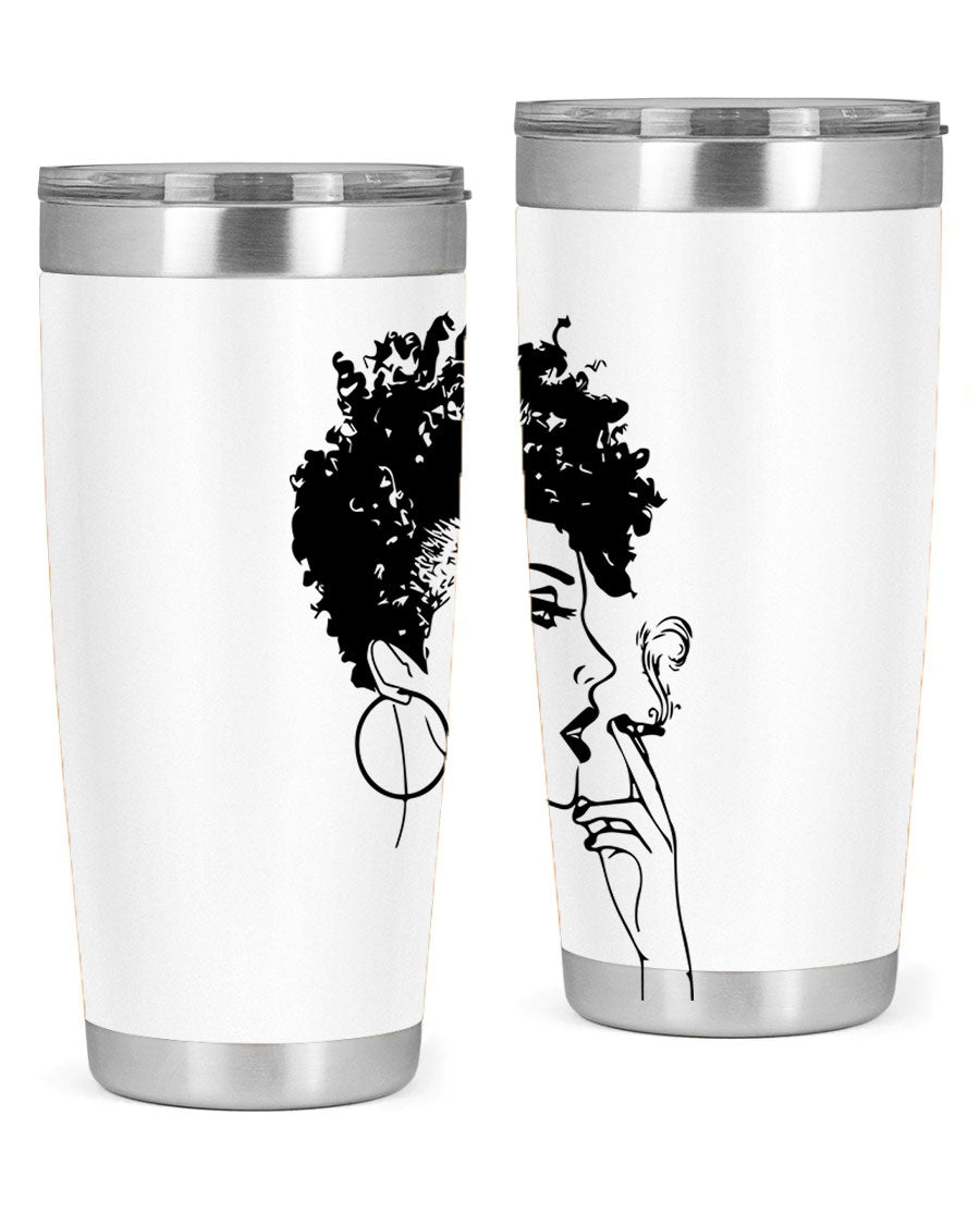 Black Women - Queen 8# Tumbler featuring a stylish design, double wall vacuum stainless steel construction, and vibrant print celebrating black women.