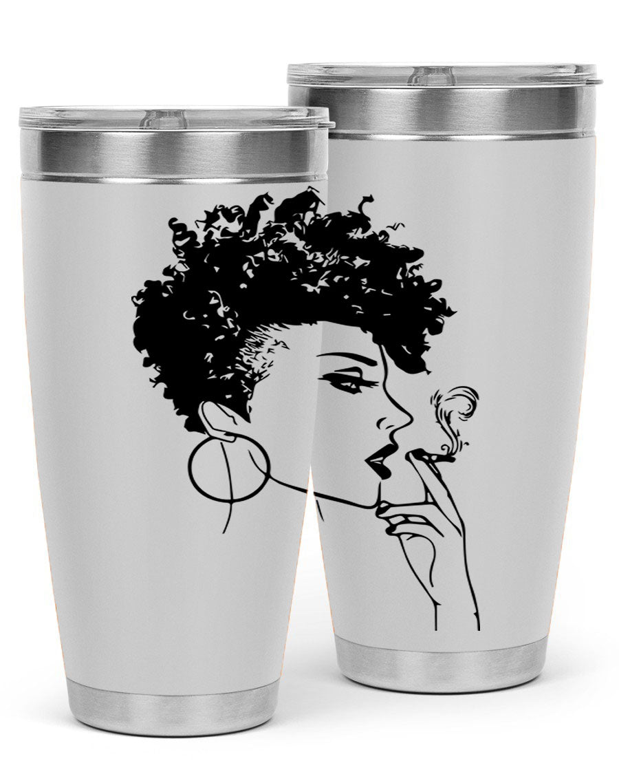 Black Women - Queen 8# Tumbler featuring a stylish design, double wall vacuum stainless steel construction, and vibrant print celebrating black women.