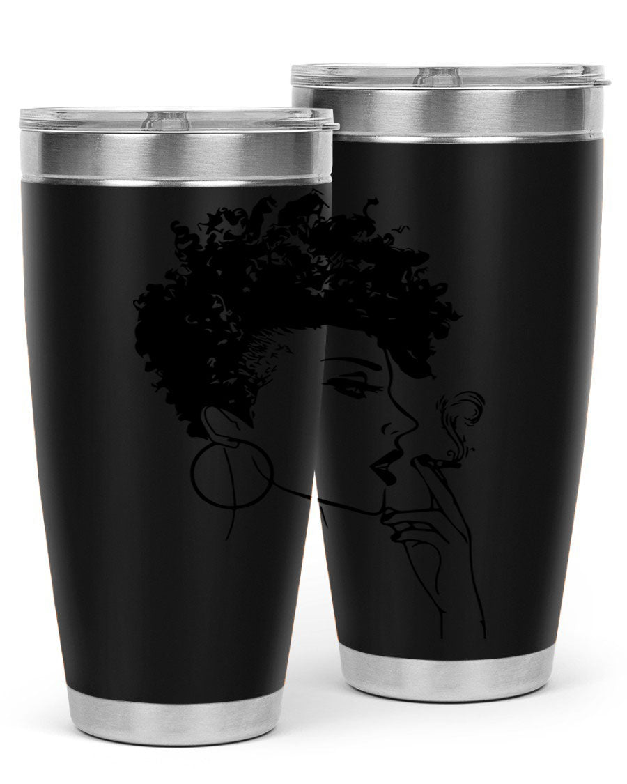 Black Women - Queen 8# Tumbler featuring a stylish design, double wall vacuum stainless steel construction, and vibrant print celebrating black women.