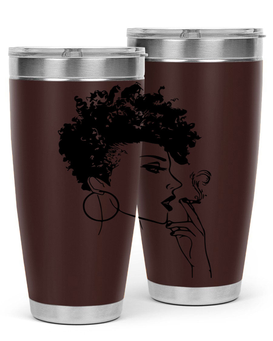 Black Women - Queen 8# Tumbler featuring a stylish design, double wall vacuum stainless steel construction, and vibrant print celebrating black women.