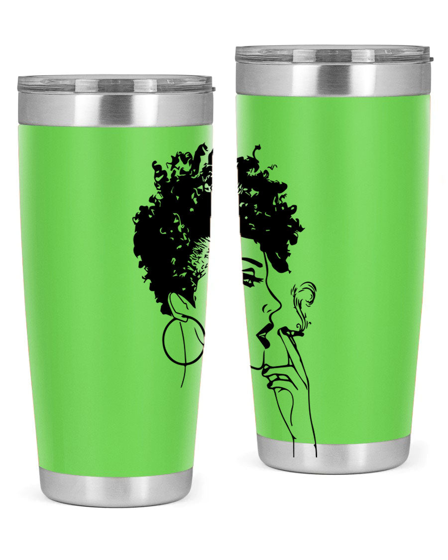 Black Women - Queen 8# Tumbler featuring a stylish design, double wall vacuum stainless steel construction, and vibrant print celebrating black women.