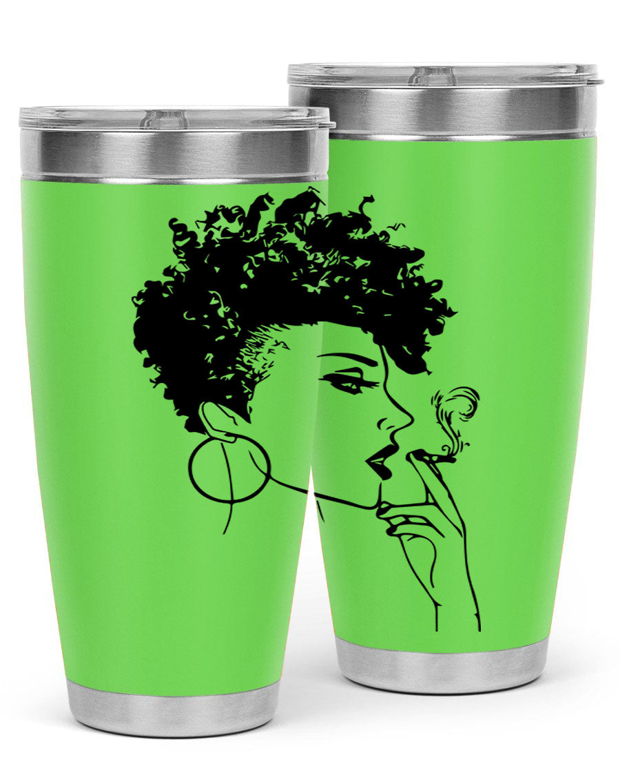 Black Women - Queen 8# Tumbler featuring a stylish design, double wall vacuum stainless steel construction, and vibrant print celebrating black women.