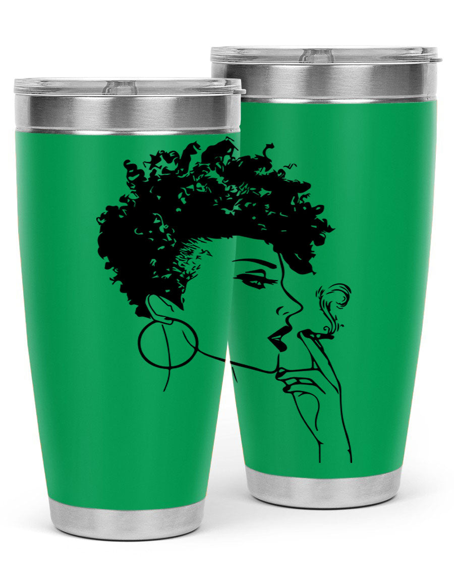 Black Women - Queen 8# Tumbler featuring a stylish design, double wall vacuum stainless steel construction, and vibrant print celebrating black women.